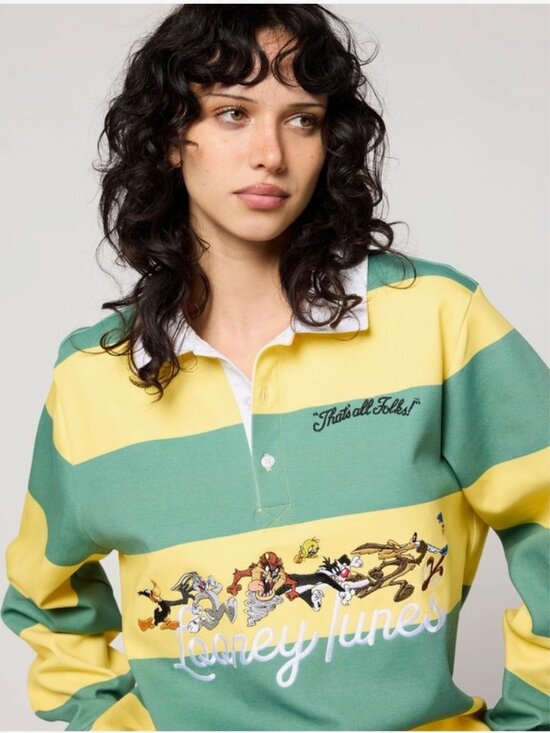 Samii Ryan Tops - Looney Tunes Striped Rugby Size Large